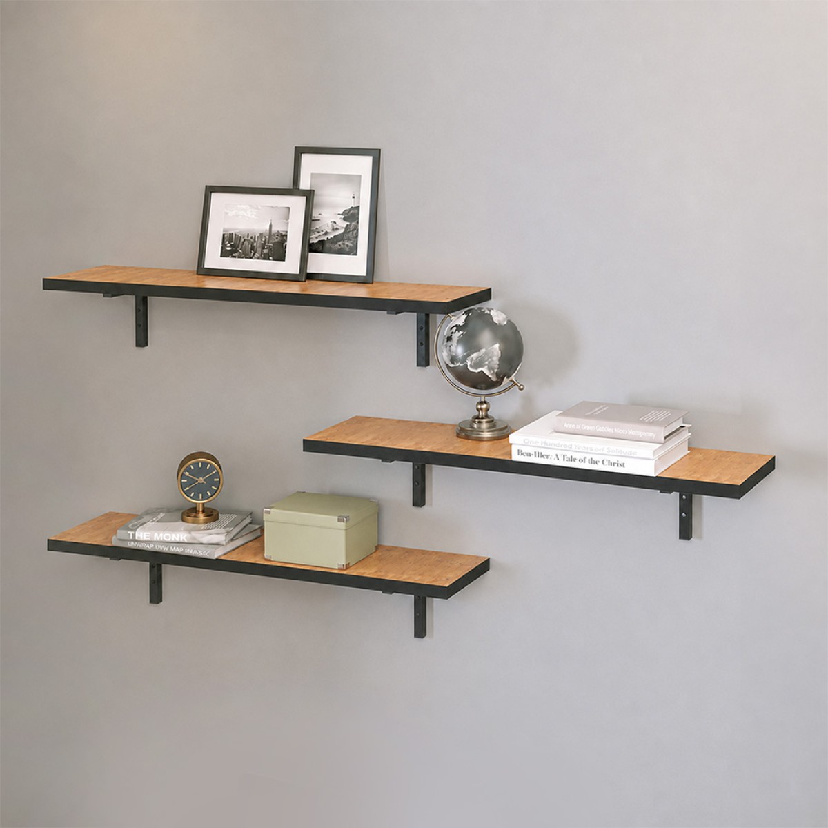 Ραφιέρα τοίχου Versa Megapap 3 τεμαχίων χρώμα pine oak 80x19x17εκ.