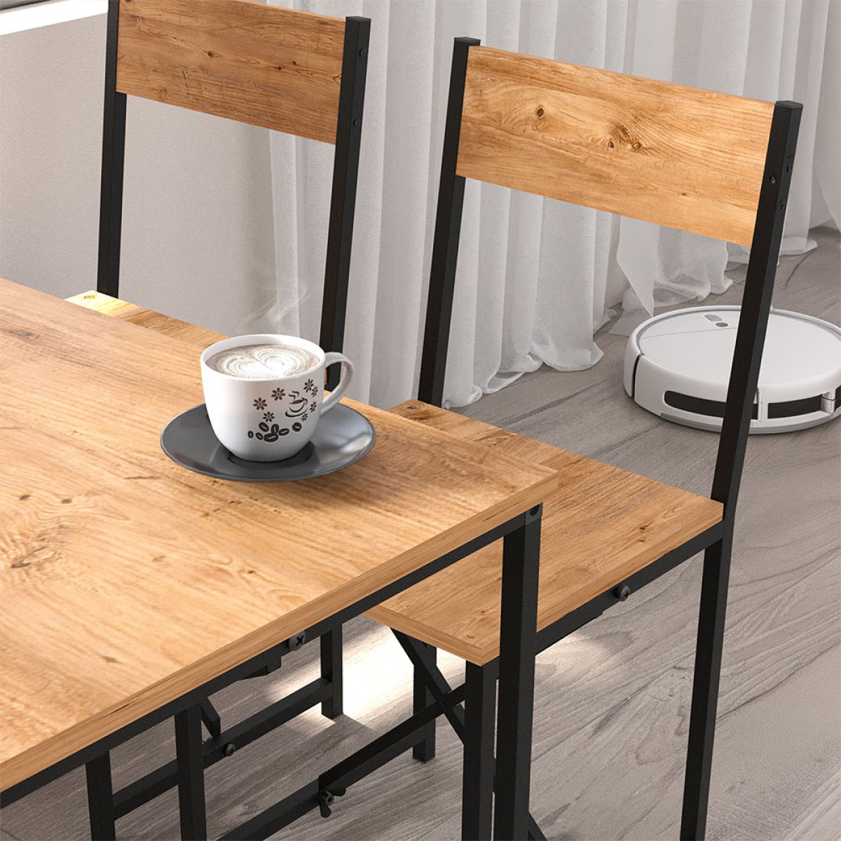 Σετ τραπεζαρία 5τμχ Maysa Megapap χρώμα pine oak 120x52,7x71,8εκ.