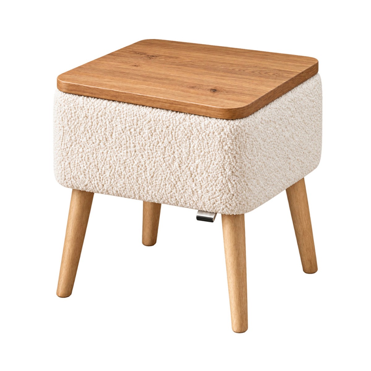 Κομοδίνο Nivo Megapap ύφασμα teddy χρώμα λευκό - pine oak 45x35x45εκ.