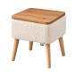 Κομοδίνο Nivo Megapap ύφασμα teddy χρώμα λευκό - pine oak 45x35x45εκ.