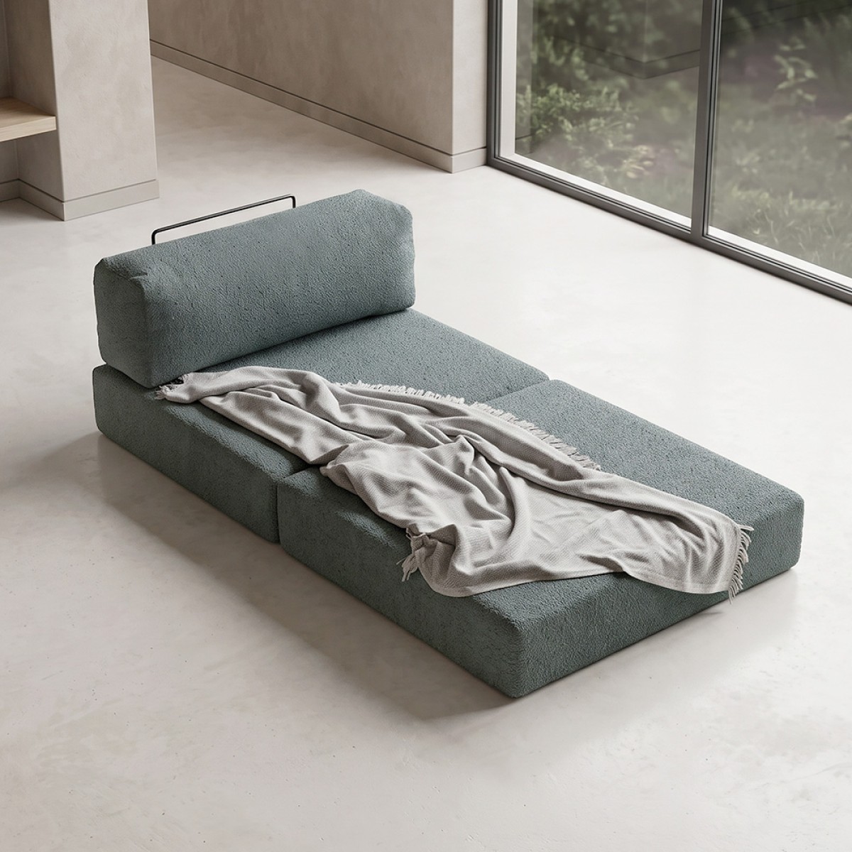 Πολυθρόνα - κρεβάτι Comfort Megapap υφασμάτινη χρώμα μέντα 95x95x75εκ.