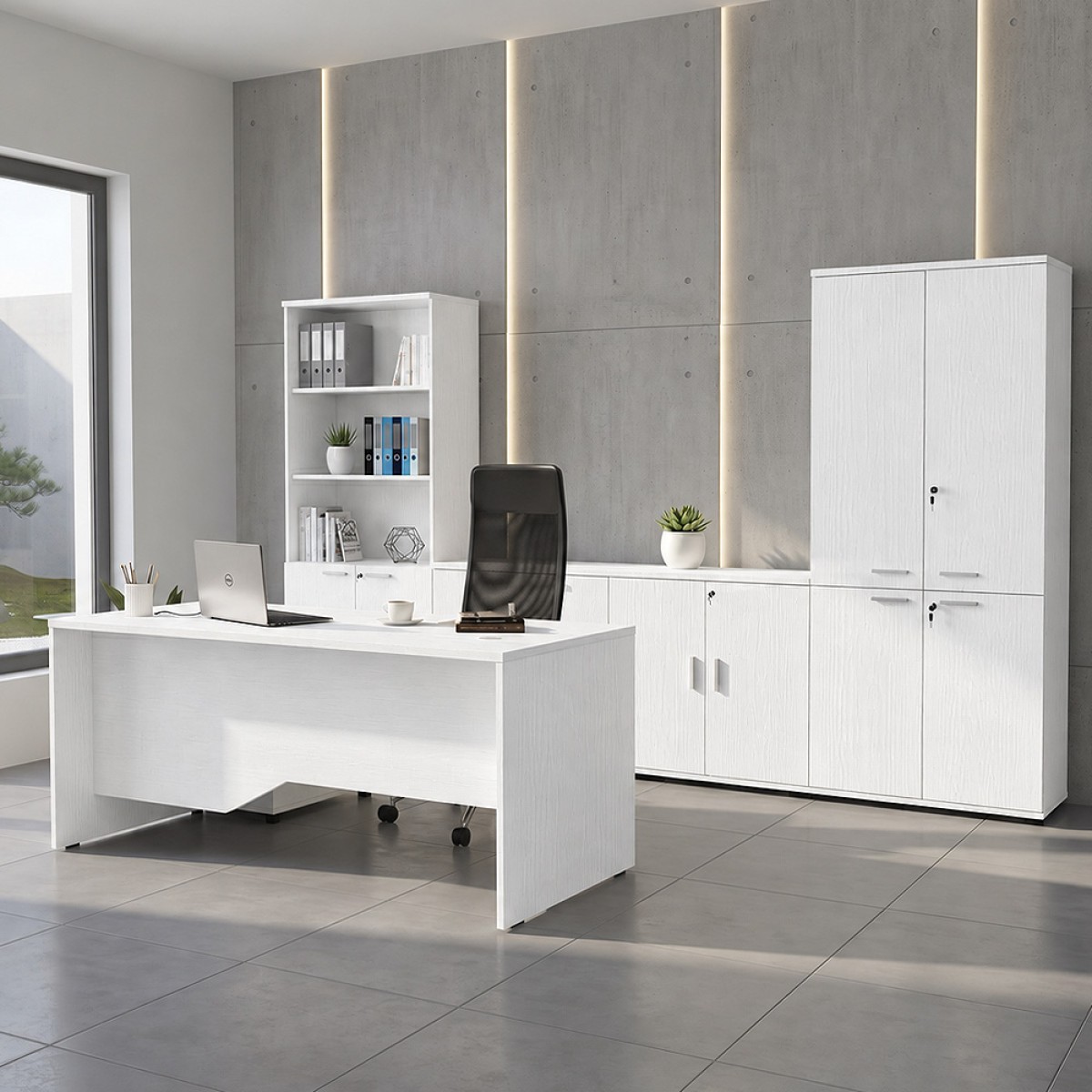 Γραφείο επαγγελματικό Venturo Megapap χρώμα λευκό 180x80x75εκ.