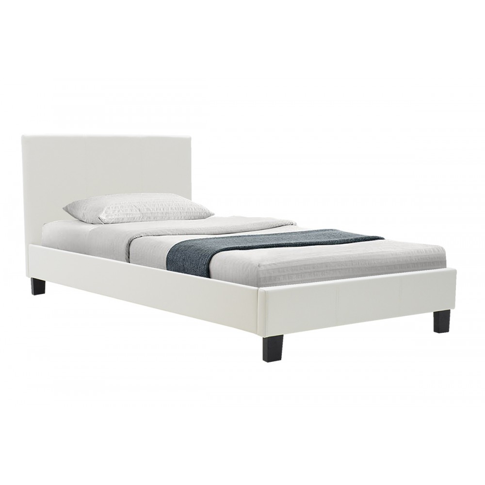 Κρεβάτι Nevil pakoworld 100x200 PU χρώμα λευκό ματ