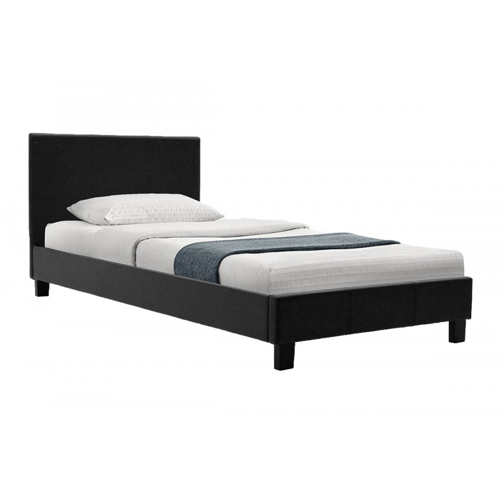 Κρεβάτι Nevil pakoworld 100x200 PU χρώμα μαύρο ματ