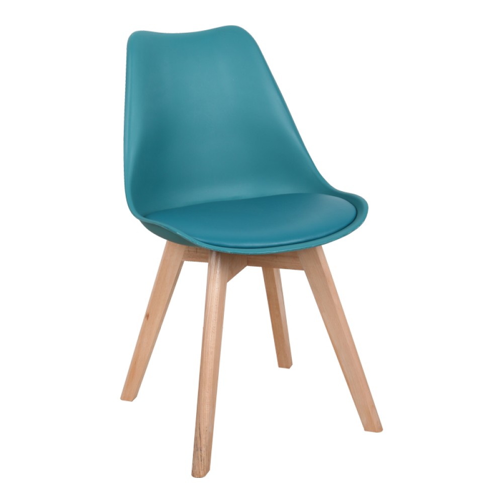Καρέκλα Gaston pakoworld PP-PU μπλε απόχρωση- φυσικό πόδι 44x52x78εκ