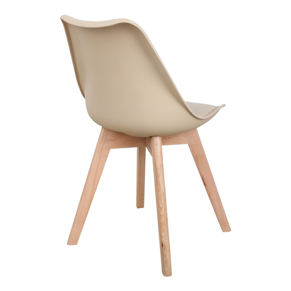 Καρέκλα Gaston pakoworld PP-PU taupe απόχρωση- φυσικό πόδι 44x52x78εκ