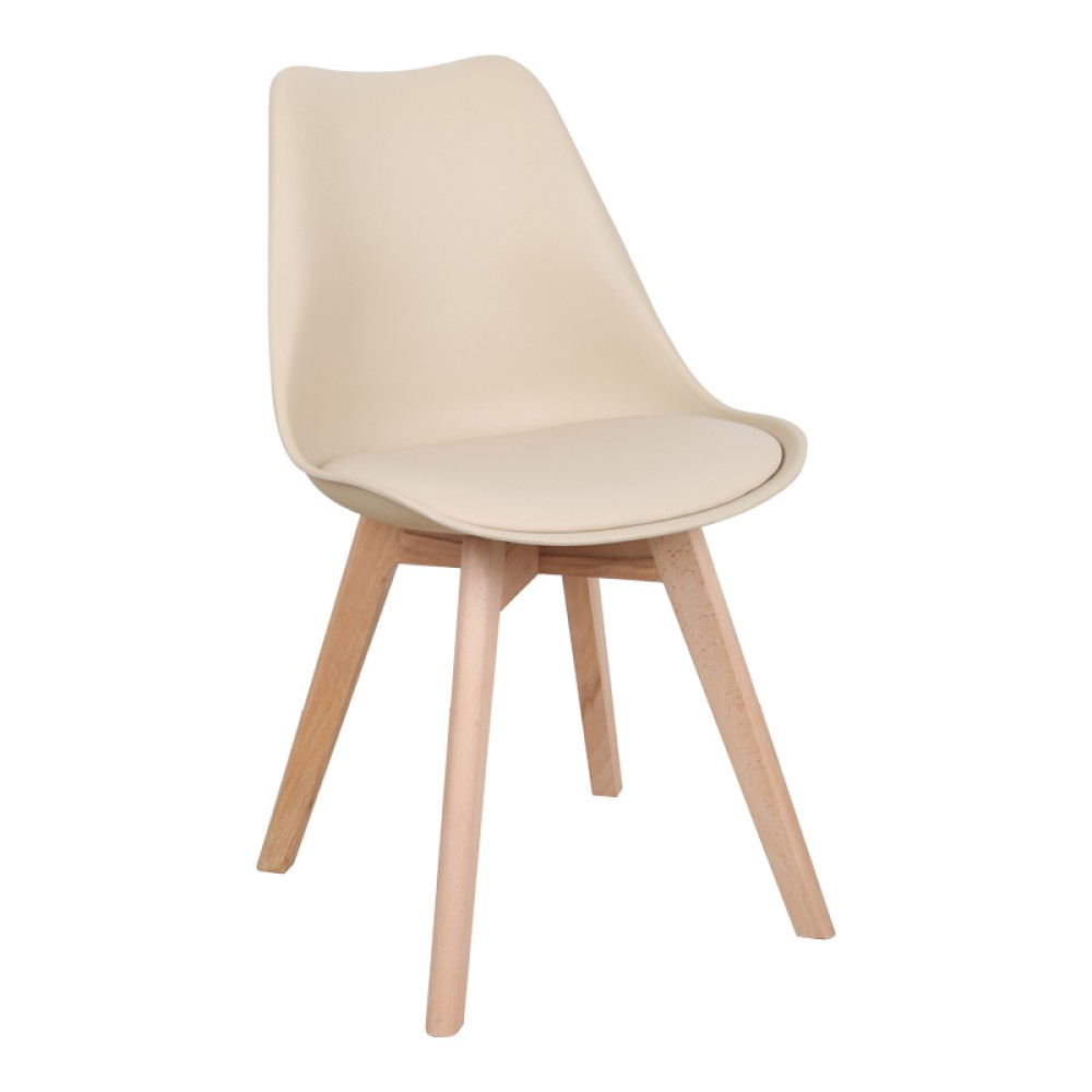 Καρέκλα Gaston pakoworld PP-PU taupe απόχρωση- φυσικό πόδι 44x52x78εκ