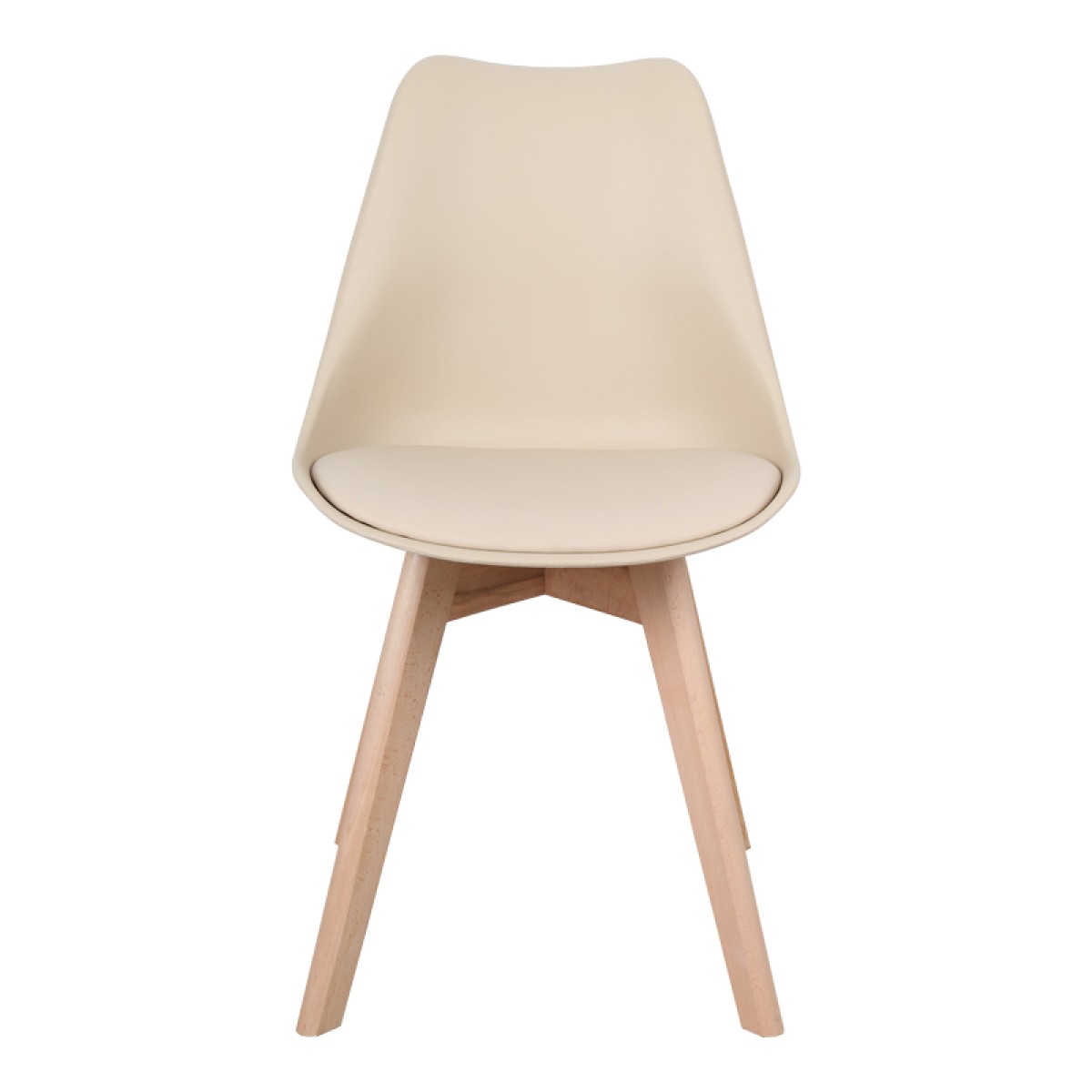 Καρέκλα Gaston pakoworld PP-PU taupe απόχρωση- φυσικό πόδι 44x52x78εκ