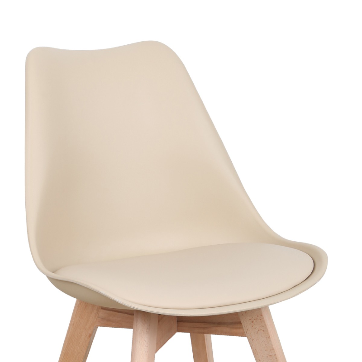 Καρέκλα Gaston pakoworld PP-PU taupe απόχρωση- φυσικό πόδι 44x52x78εκ