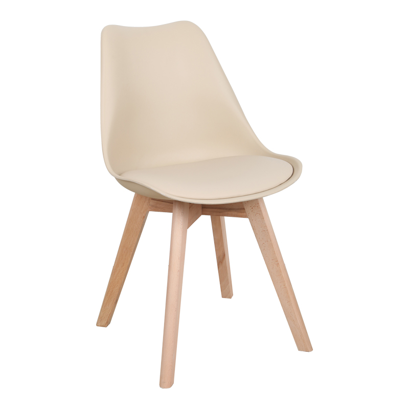 Καρέκλα Gaston pakoworld PP-PU taupe απόχρωση- φυσικό πόδι 44x52x78εκ