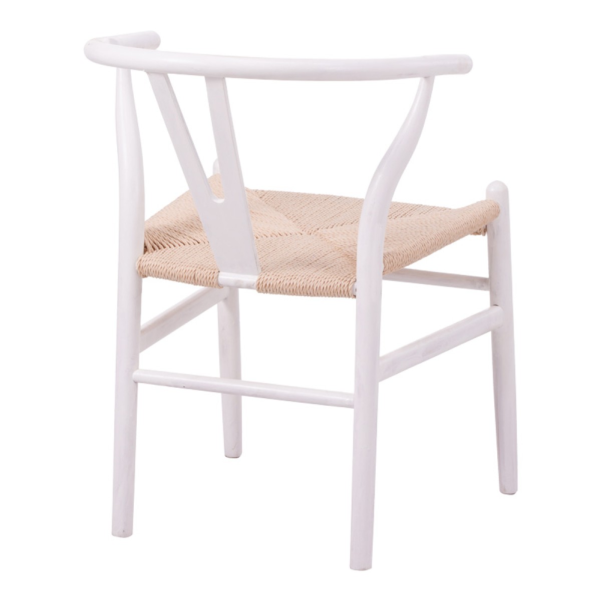 Καρέκλα Wishbone pakoworld rubberwood-σχοινί σε λευκή απόχρωση 53.5x57x74εκ