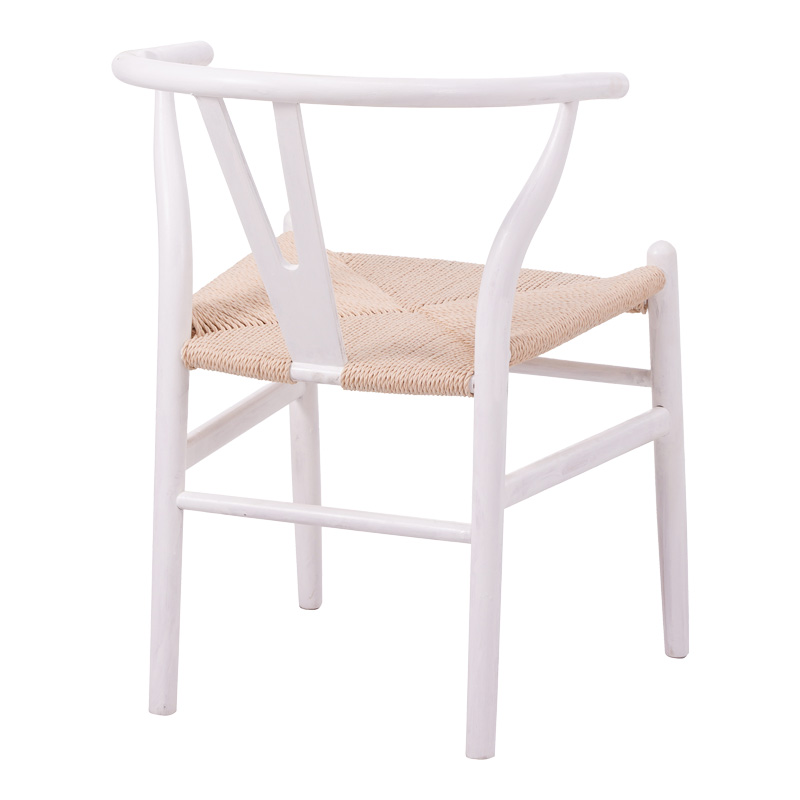 Καρέκλα Wishbone pakoworld rubberwood-σχοινί σε λευκή απόχρωση 53.5x57x74εκ