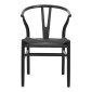 Καρέκλα Wishbone pakoworld rubberwood-σχοινί σε μαύρη απόχρωση 53.5x57x74εκ