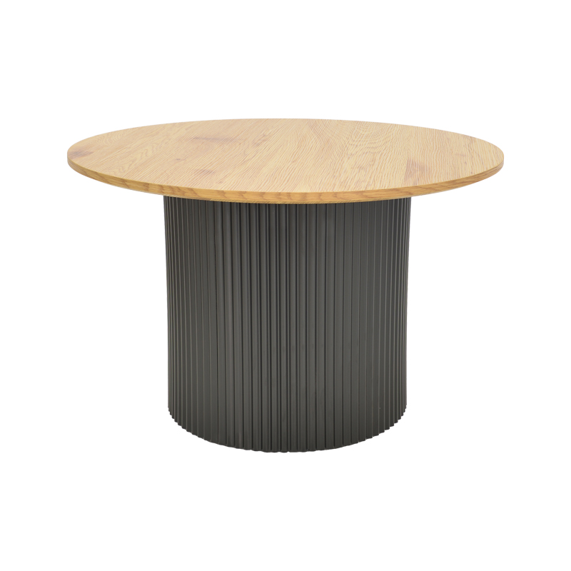Τραπέζι σαλονιού Dovel pakoworld mdf σε sonoma-μαυρη απόχρωση Φ70x40εκ