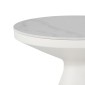 Βοηθητικό τραπέζι Coozlin Inart sintered stone σε απόχρωση λευκό μαρμάρου με λευκό μέταλλο Φ50x50εκ