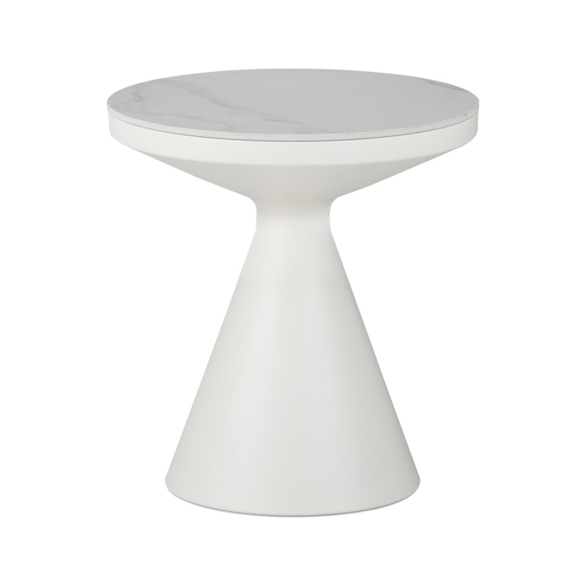 Βοηθητικά τραπέζια Coozlin Inart sintered stone σε απόχρωση λευκό μαρμάρου με λευκό μέταλλο
