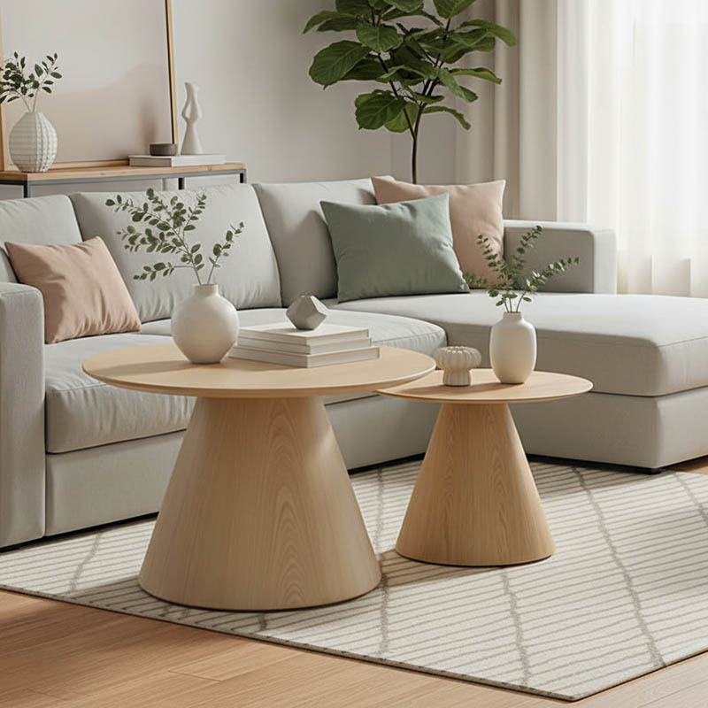 Tραπέζια σαλονιού Donda  pakoworld mdf μέταλλο σετ 2τεμ. sonoma Tραπέζια σαλονιού Donda  pakoworld mdf μέταλλο σετ 2τεμ. sonoma