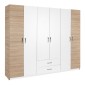 Ντουλάπα ρούχων Dormie pakoworld εξάφυλλη με συρτάρια σε λευκή απόχρωση 206x52x213εκ