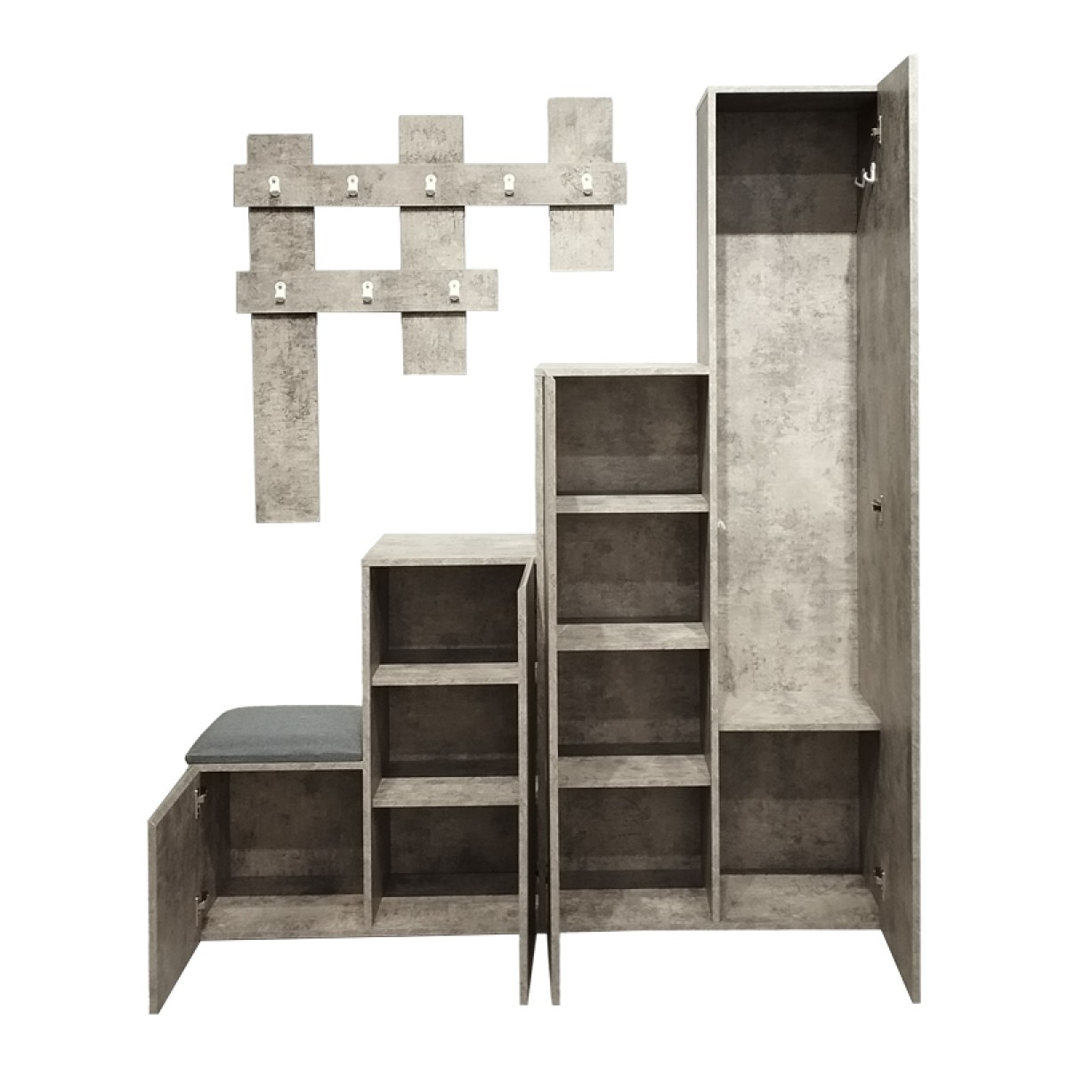 Έπιπλο εισόδου Nenich pakoworld σε γκρι oak απόχρωση 150x37x180εκ