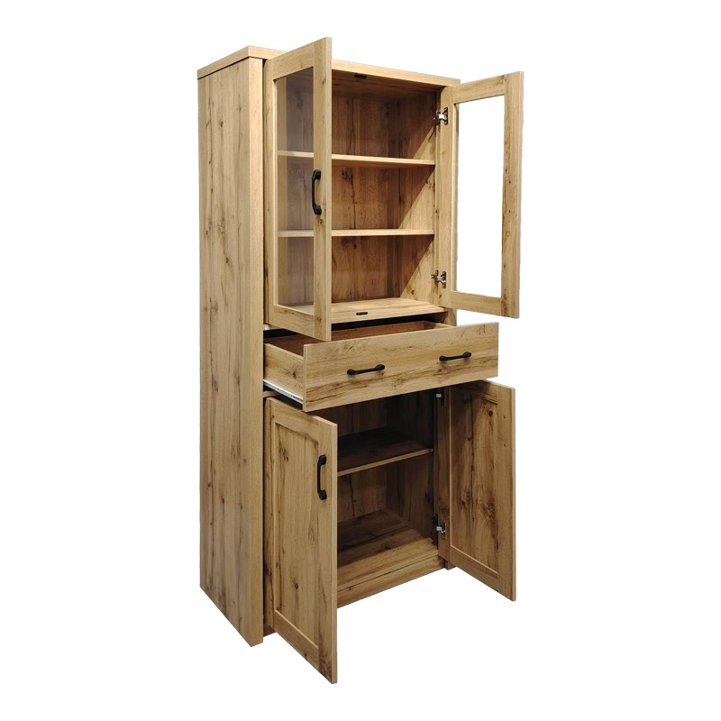 Βιτρίνα-ντουλάπα Nisso pakoworld σε oak απόχρωση 80x40x183.5εκ