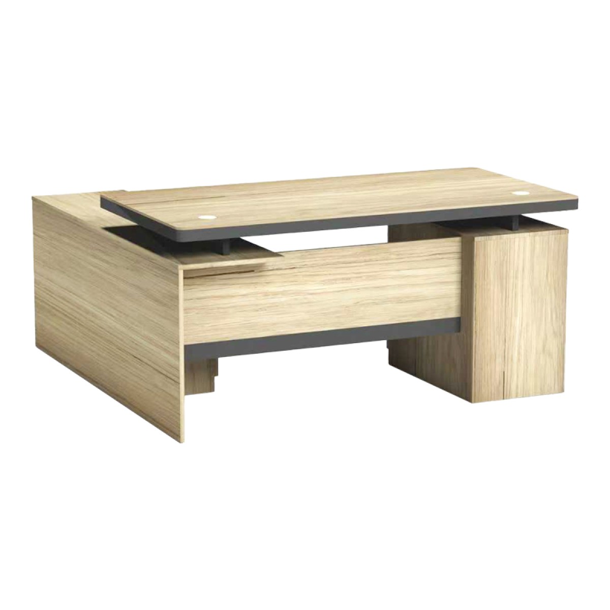 Γραφείο επαγγελματικό Lotus pakoworld με δεξιά γωνία σε φυσική-ανθρακί απόχρωση 200x160x76εκ