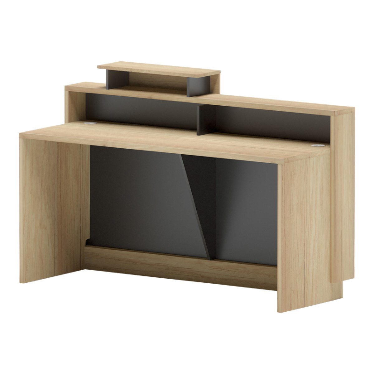 Γραφείο reception Lotus pakoworld σε φυσική-ανθρακί απόχρωση 160x60x105εκ