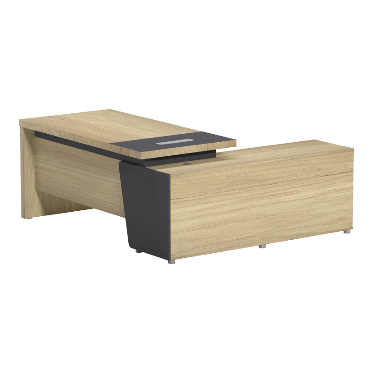 Γραφείο επαγγελματικό Lotus pakoworld αριστερή σε φυσική-ανθρακί απόχρωση 180x180x75εκ