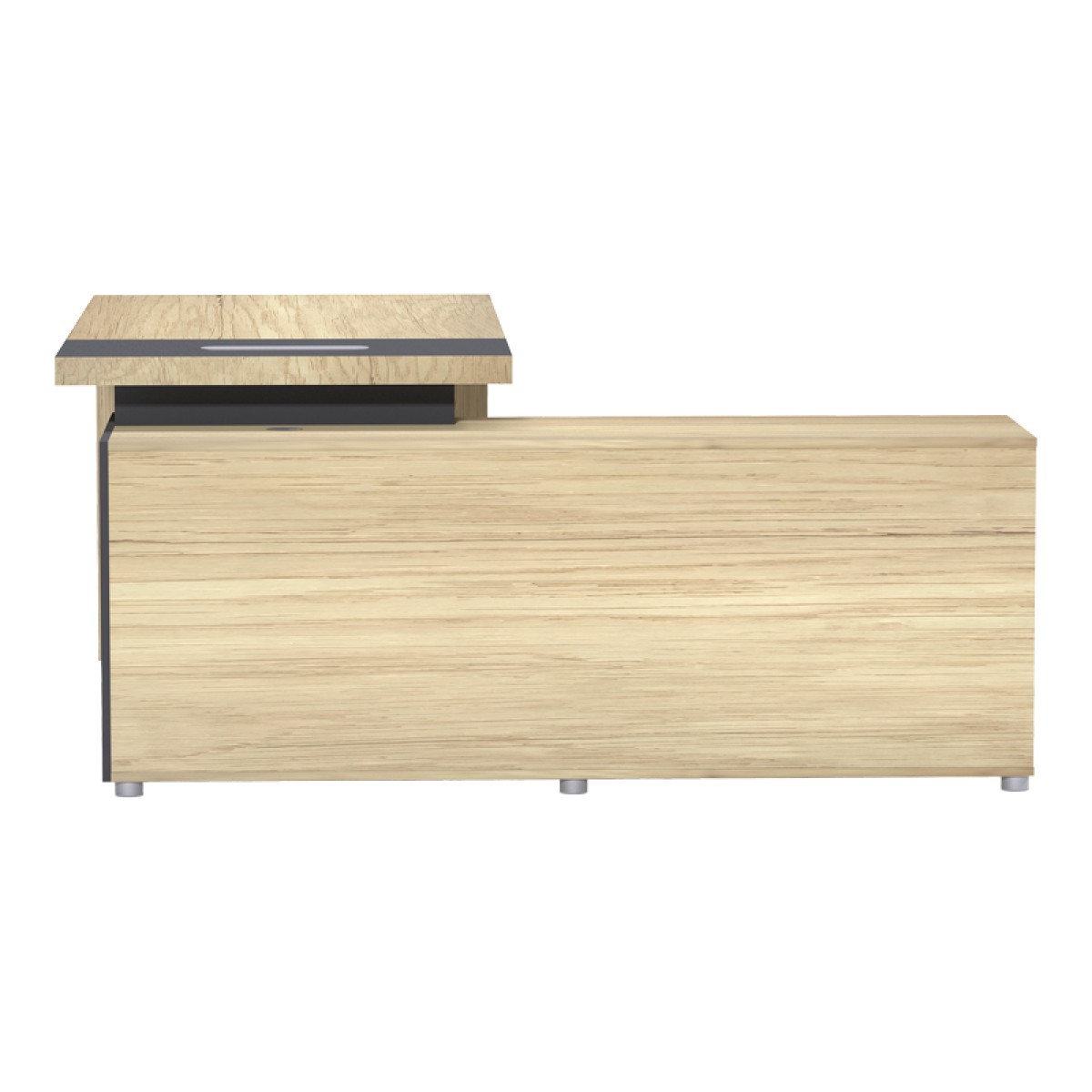 Γραφείο επαγγελματικό Lotus pakoworld αριστερή σε φυσική-ανθρακί απόχρωση 180x180x75εκ