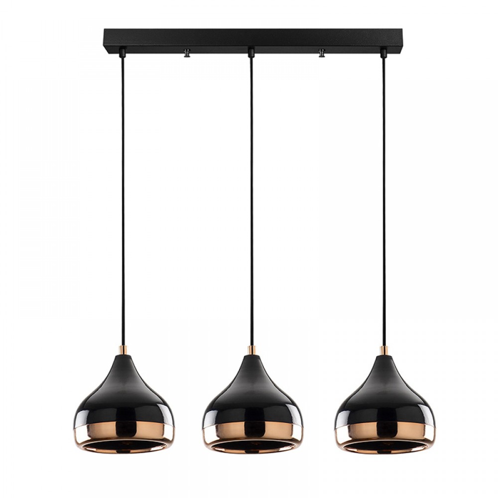 Φωτιστικό οροφής τρίφωτο Elprecious pakoworld E27 μαύρο-bronze 67x17x110εκ