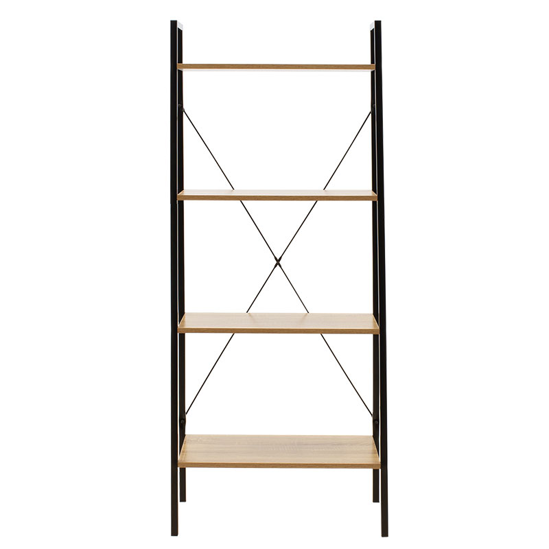 Βιβλιοθήκη- Ραφιέρα Ramon pakoworld φυσικό-μαύρο 60x23x145,5εκ