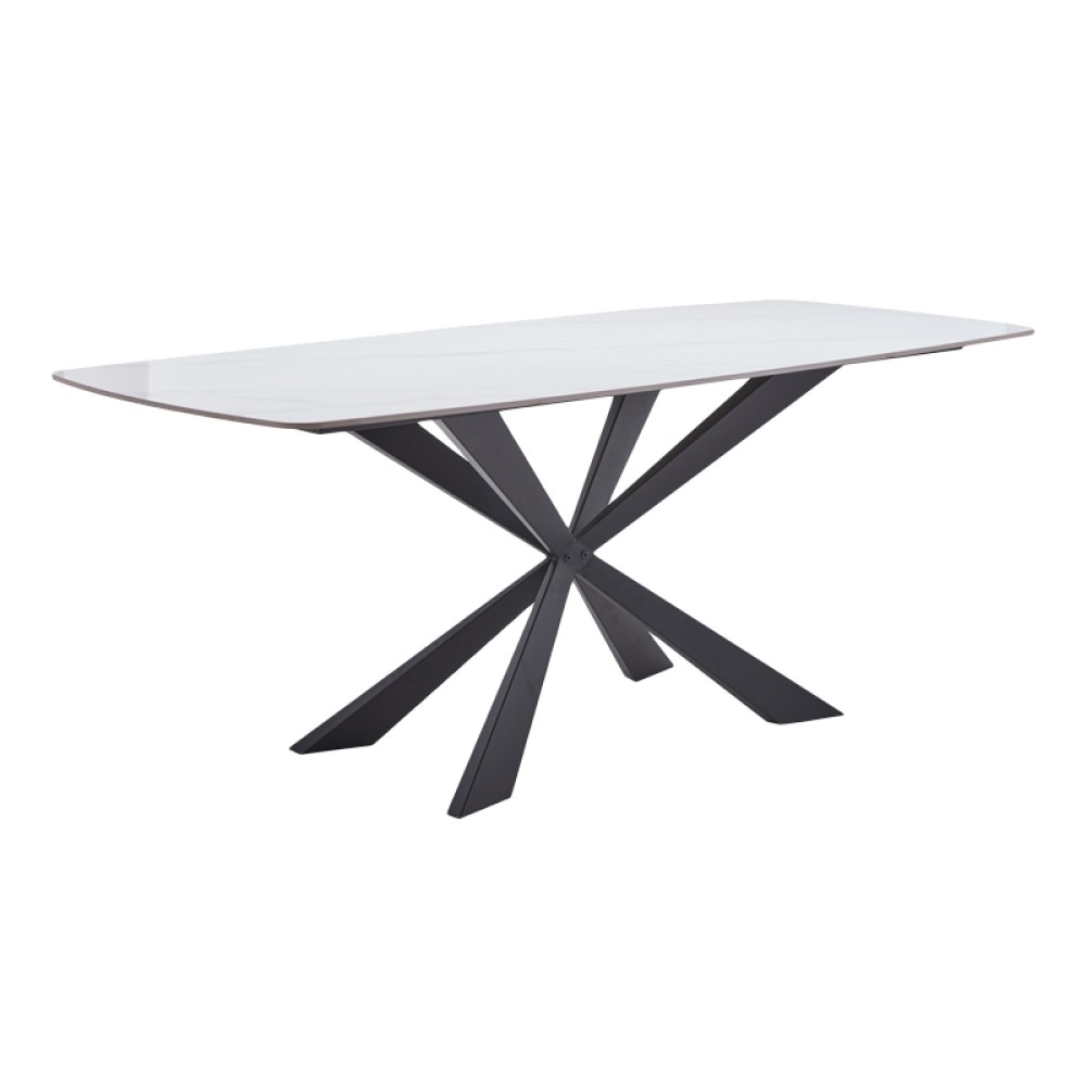 Τραπέζι Viano pakoworld sintered stone ανοιχτό γκρι-μαύρο 180x85x76εκ