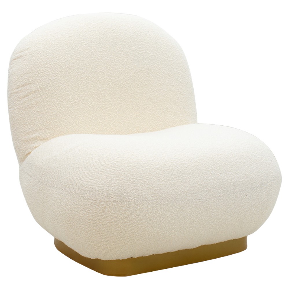 Πολυθρόνα Rosalie pakoworld ύφασμα μπουκλέ cream-χρυσό 85x82x77εκ