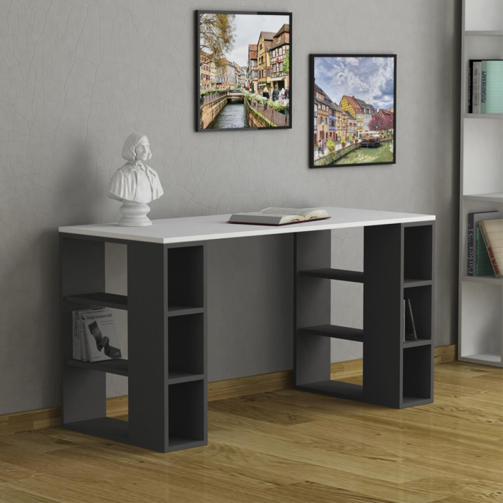 Γραφείο Colmar pakoworld σε λευκή-ανθρακί απόχρωση 140x60x75εκ