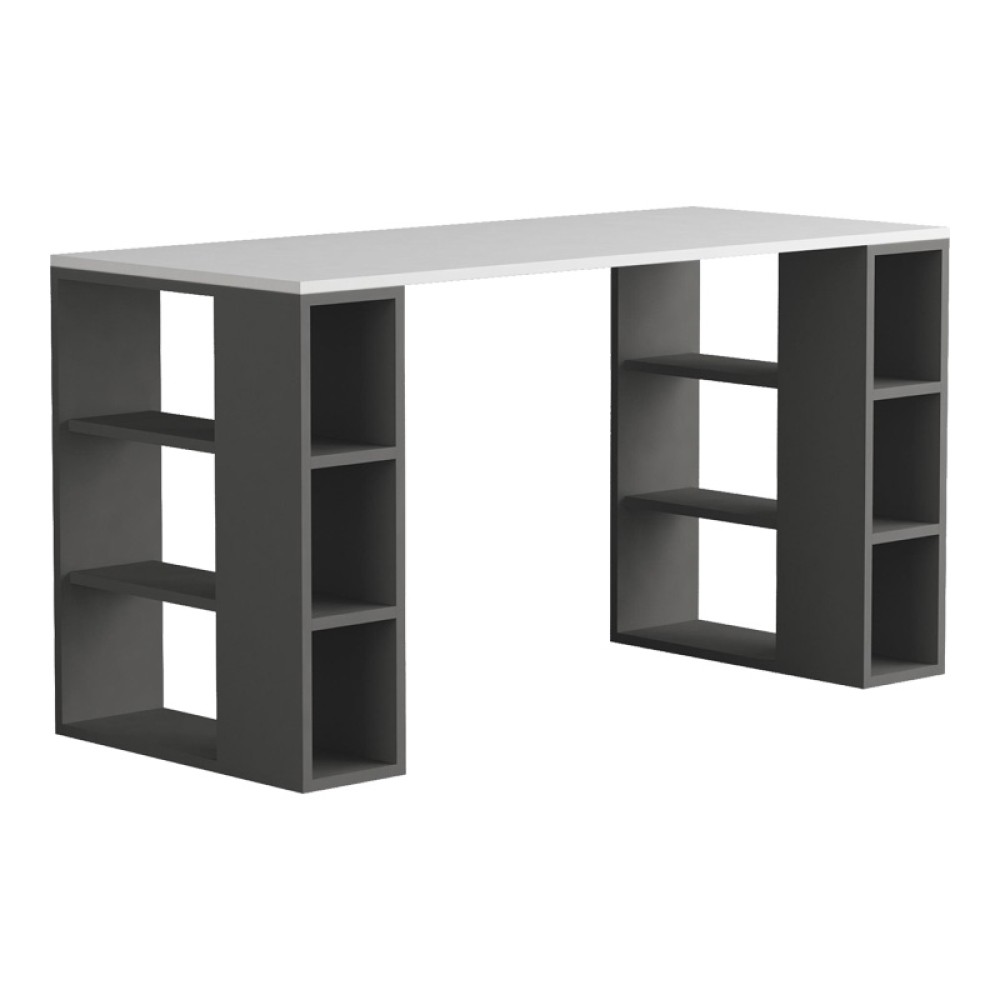 Γραφείο Colmar pakoworld σε λευκή-ανθρακί απόχρωση 140x60x75εκ