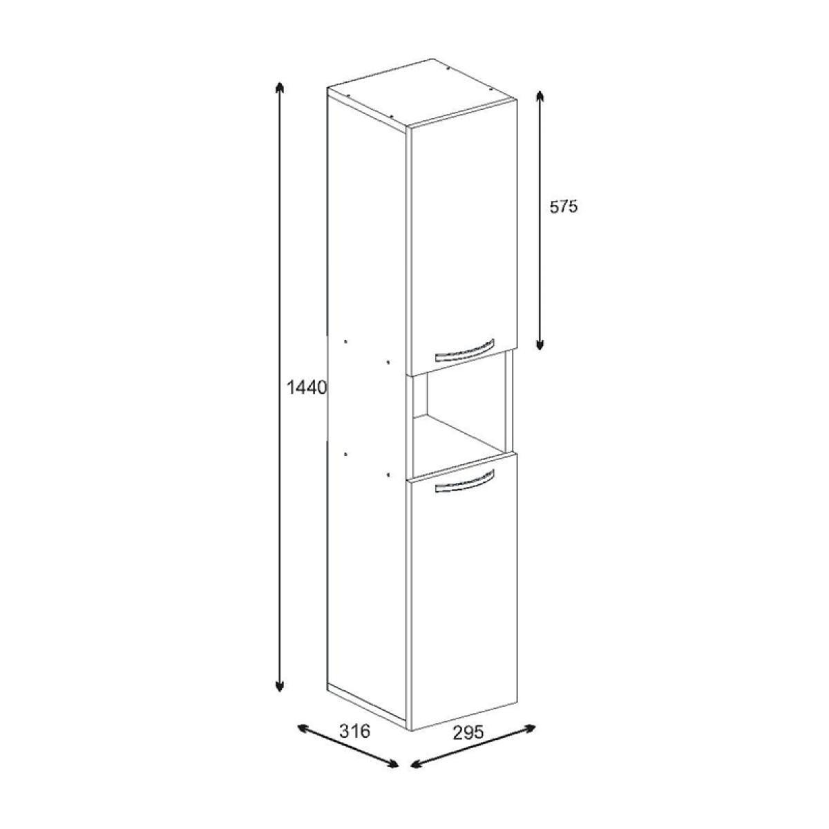 Ντουλάπα-στήλη Wanka pakoworld σε λευκή απόχρωση 30x32x144εκ