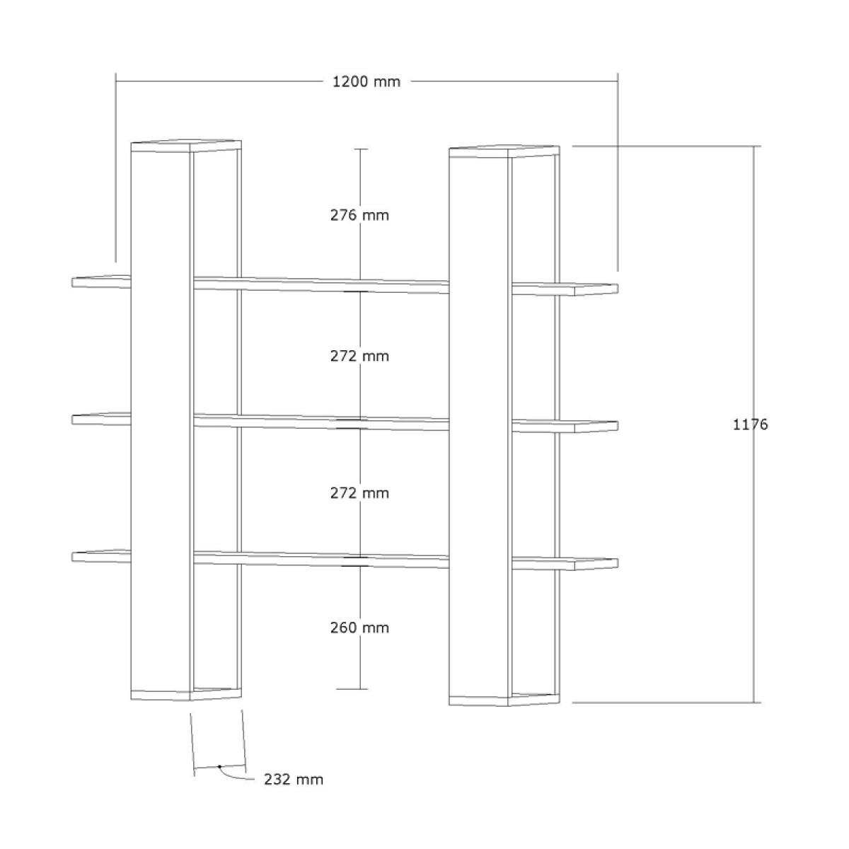 Βιβλιοθήκη Yotek pakoworld σε καρυδί απόχρωση 120x23x120εκ
