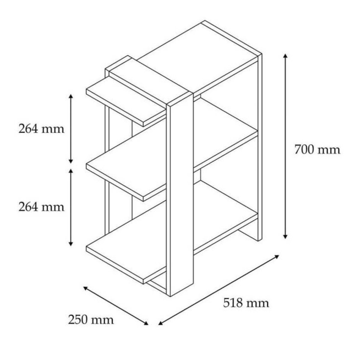 Βιβλιοθήκη Maverick pakoworld σε sonoma-ανθρακί απόχρωση 51,8x25x70εκ