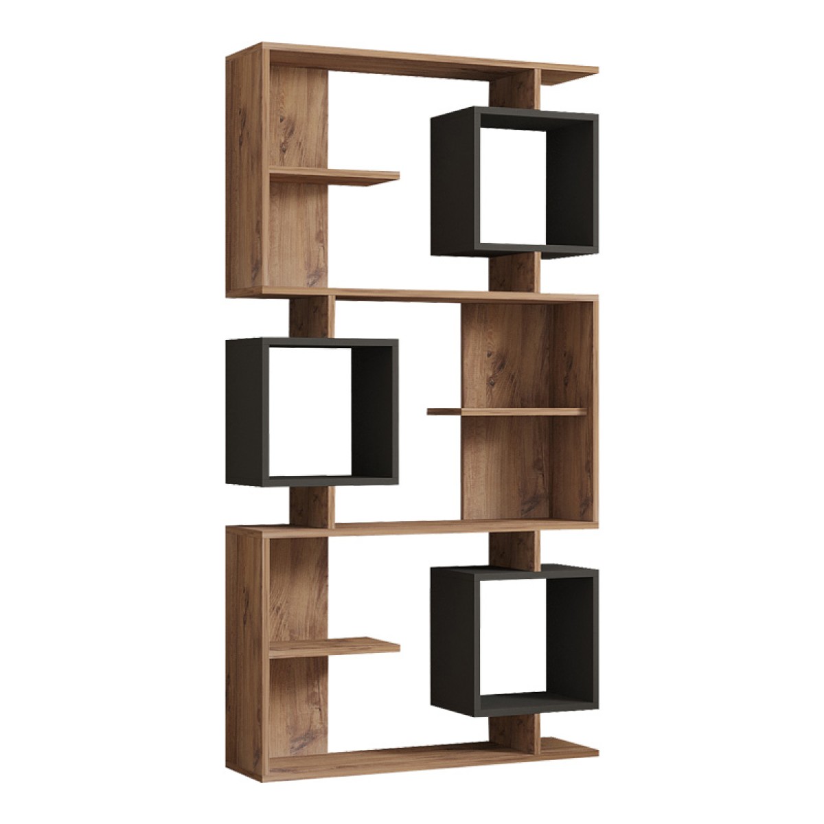 Βιβλιοθήκη Cubix pakoworld σε sonoma-ανθρακί απόχρωση 90x24,6x171,90εκ