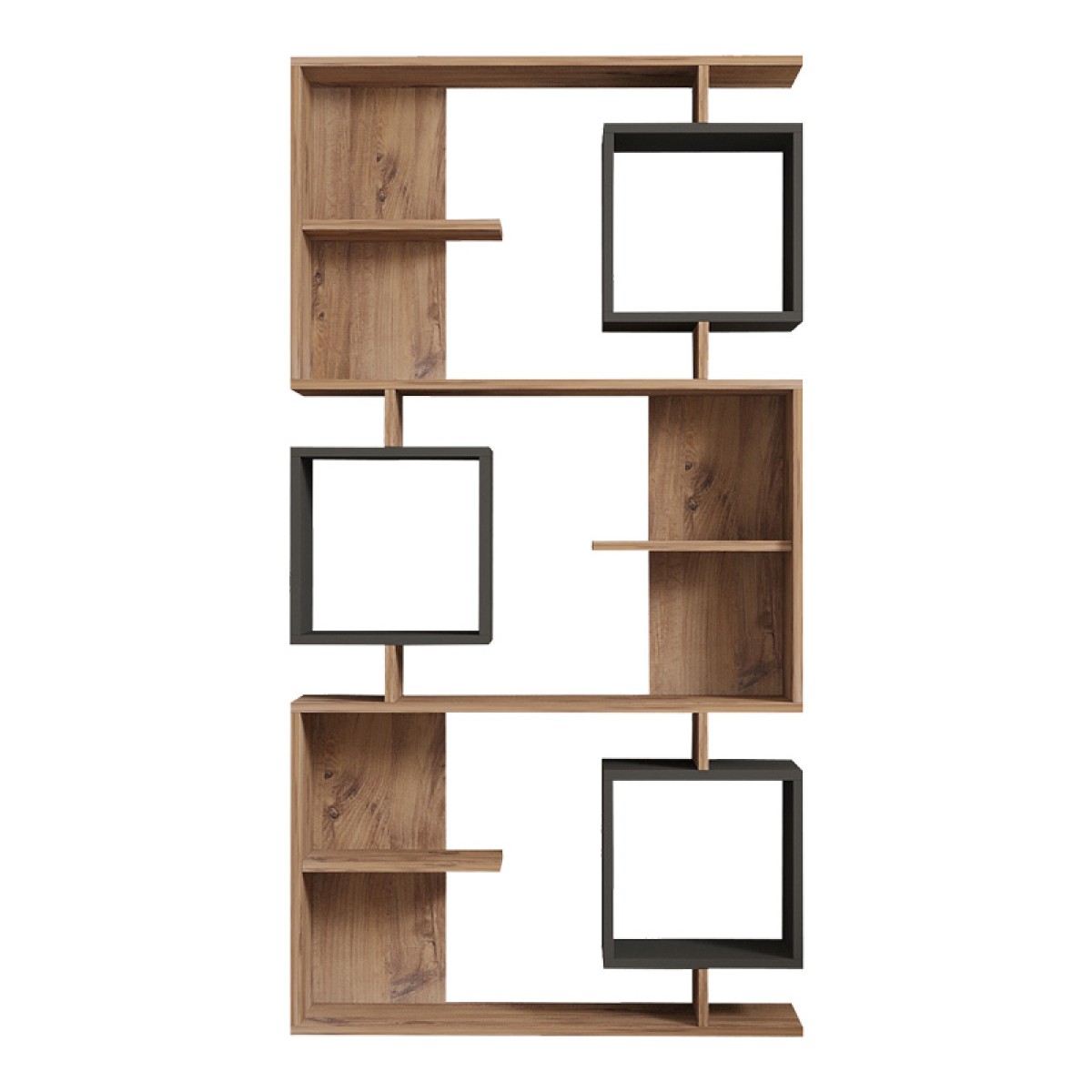 Βιβλιοθήκη Cubix pakoworld σε sonoma-ανθρακί απόχρωση 90x24,6x171,90εκ