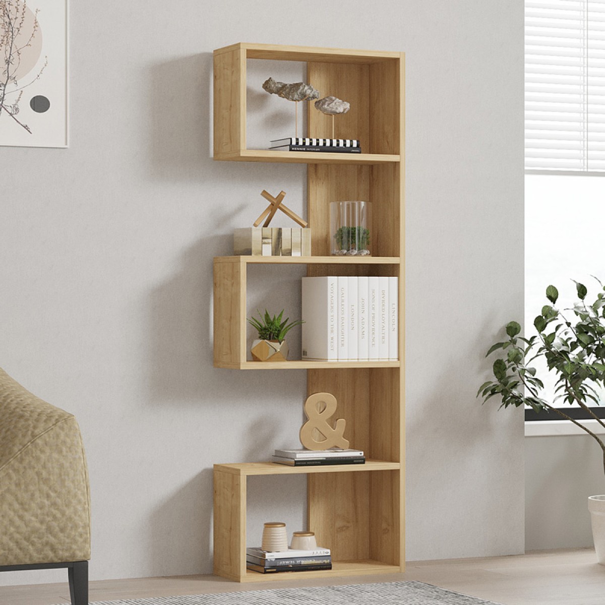 Βιβλιοθήκη Cascade pakoworld σε oak απόχρωση 51.8x22x150εκ