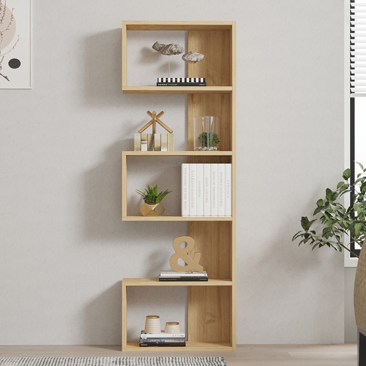 Βιβλιοθήκη Cascade pakoworld σε oak απόχρωση 51.8x22x150εκ