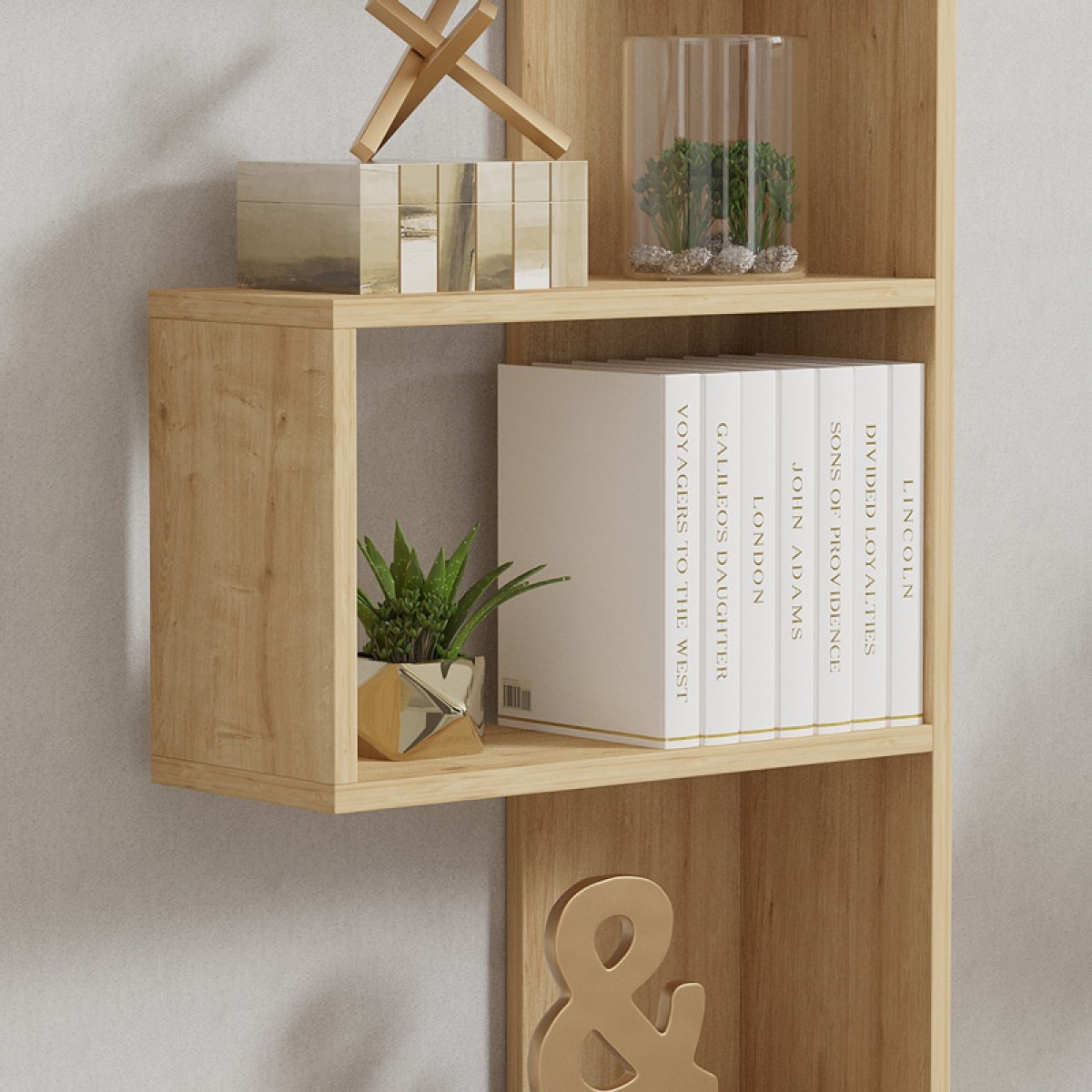 Βιβλιοθήκη Cascade pakoworld σε oak απόχρωση 51.8x22x150εκ