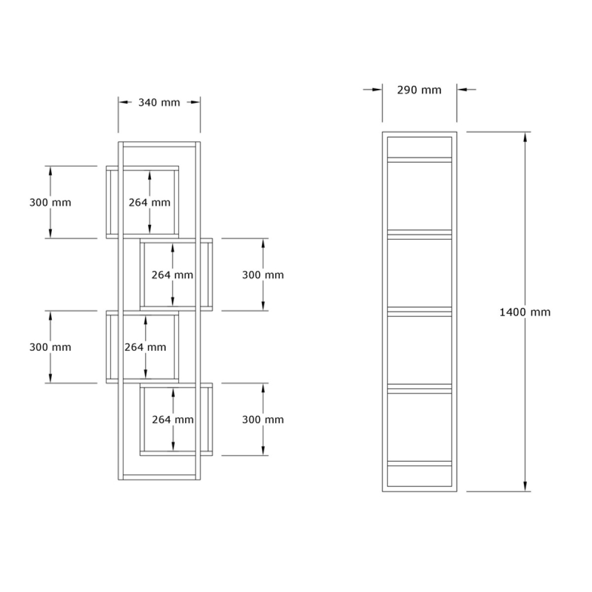 Βιβλιοθήκη Gridur pakoworld σε σκούρο καρυδί απόχρωση 44x29x140εκ