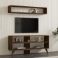 Σύνθετο σαλονιού Prestige pakoworld σε καρυδί απόχρωση 120x29,6x50εκ