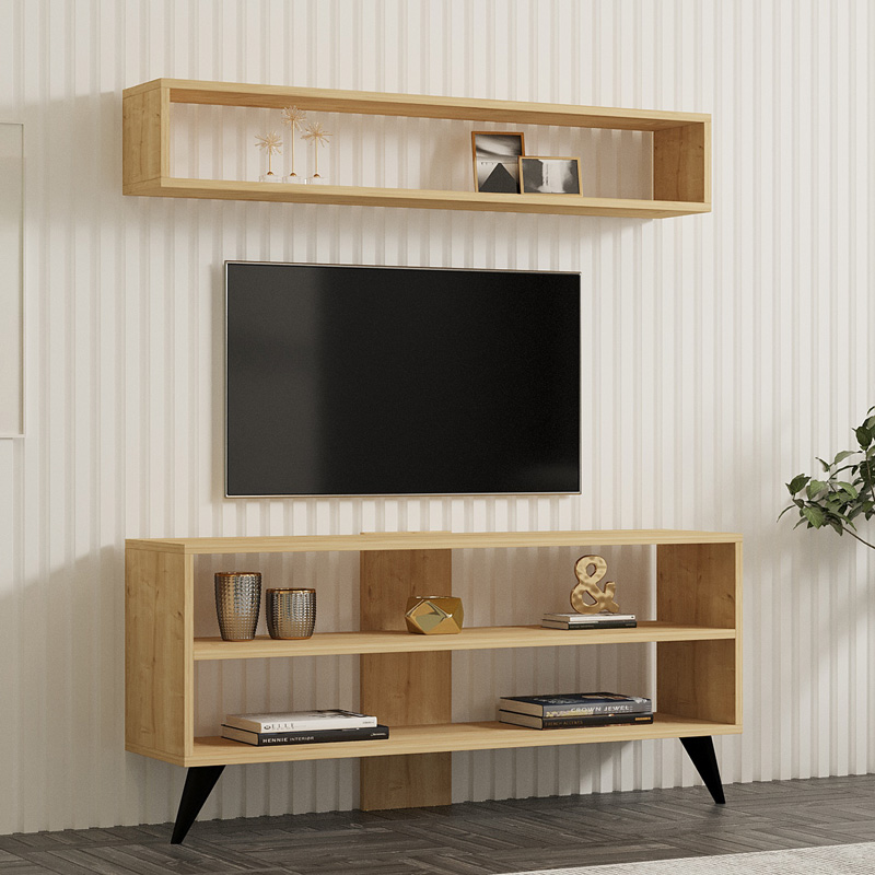 Σύνθετο σαλονιού Prestige pakoworld σε oak απόχρωση 120x29,6x50εκ