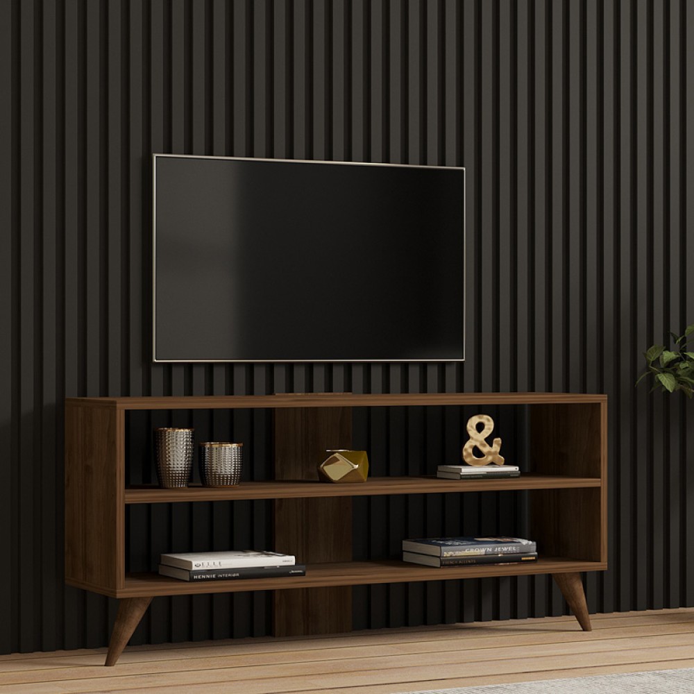 Έπιπλο τηλεόρασης Prestige pakoworld σε καρυδί απόχρωση 120x29,6x50εκ