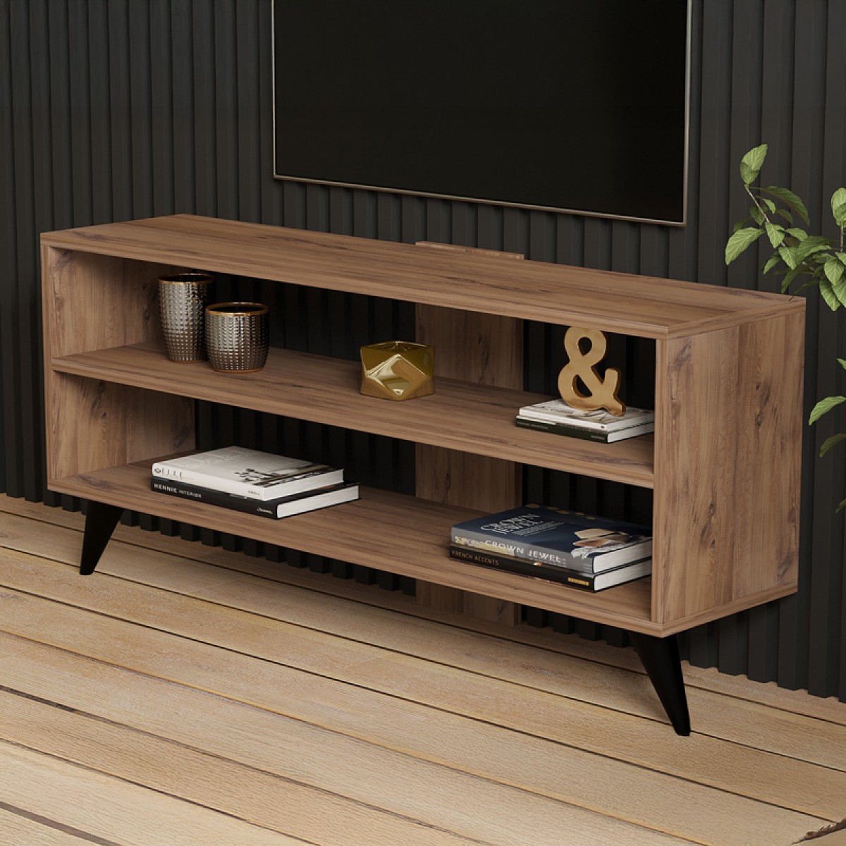 Έπιπλο τηλεόρασης Prestige pakoworld σε sonoma απόχρωση 120x29,6x50εκ