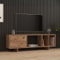 Έπιπλο τηλεόρασης Mueble pakoworld σε sonoma απόχρωση 140x29x45εκ