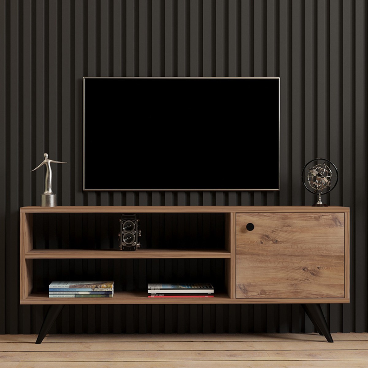 Έπιπλο τηλεόρασης Wison pakoworld σε sonoma απόχρωση 120x29x50εκ