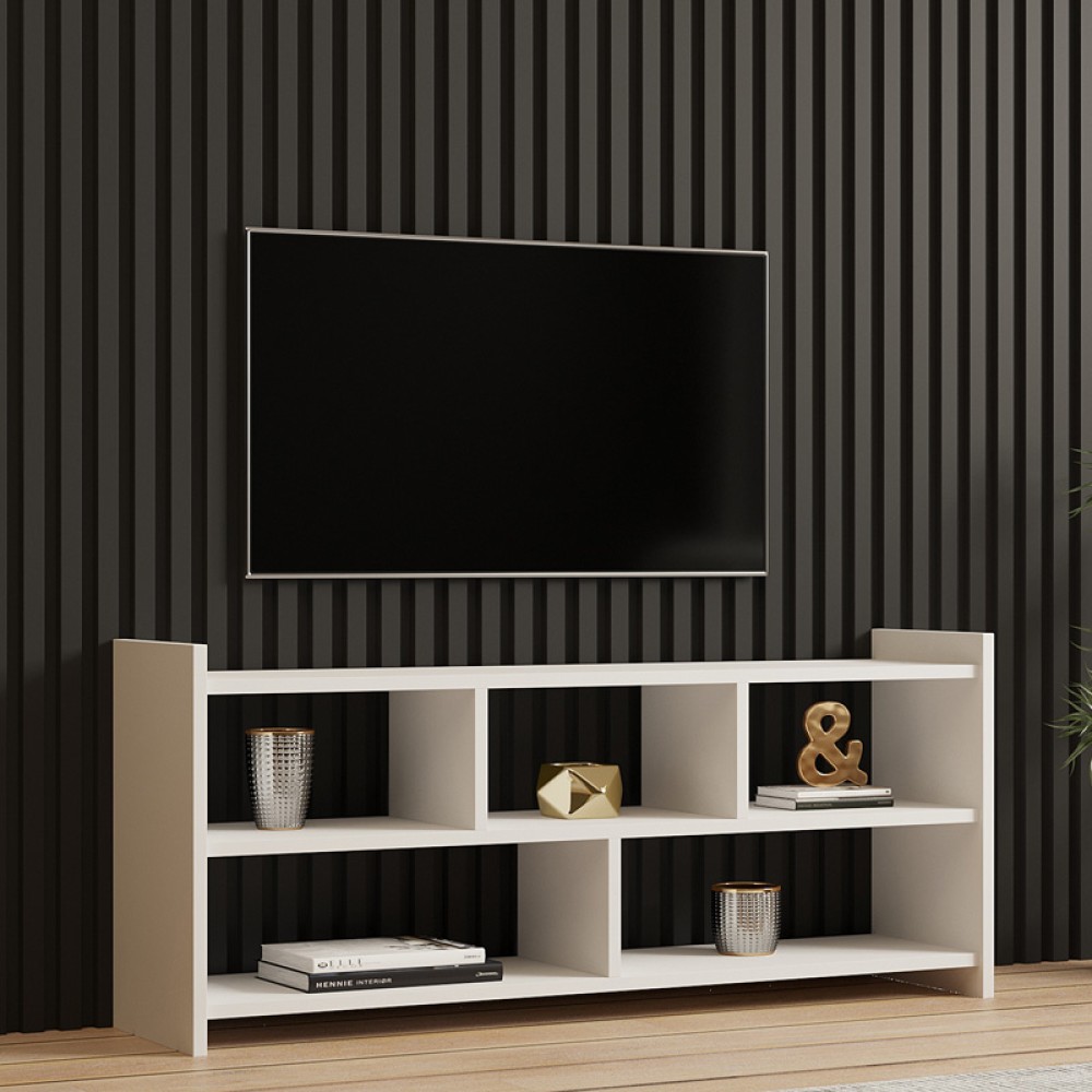 Έπιπλο τηλεόρασης Kapri pakoworld σε λευκή απόχρωση 120x28x55εκ